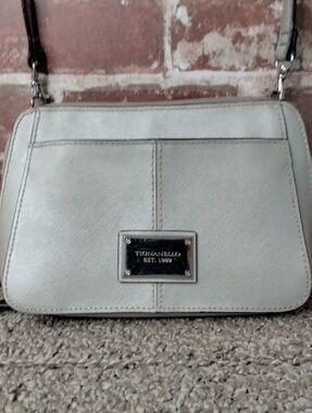 Tignanello Bella Silver Crossbody Convertible Purse Saffiano Leather Belt Bag